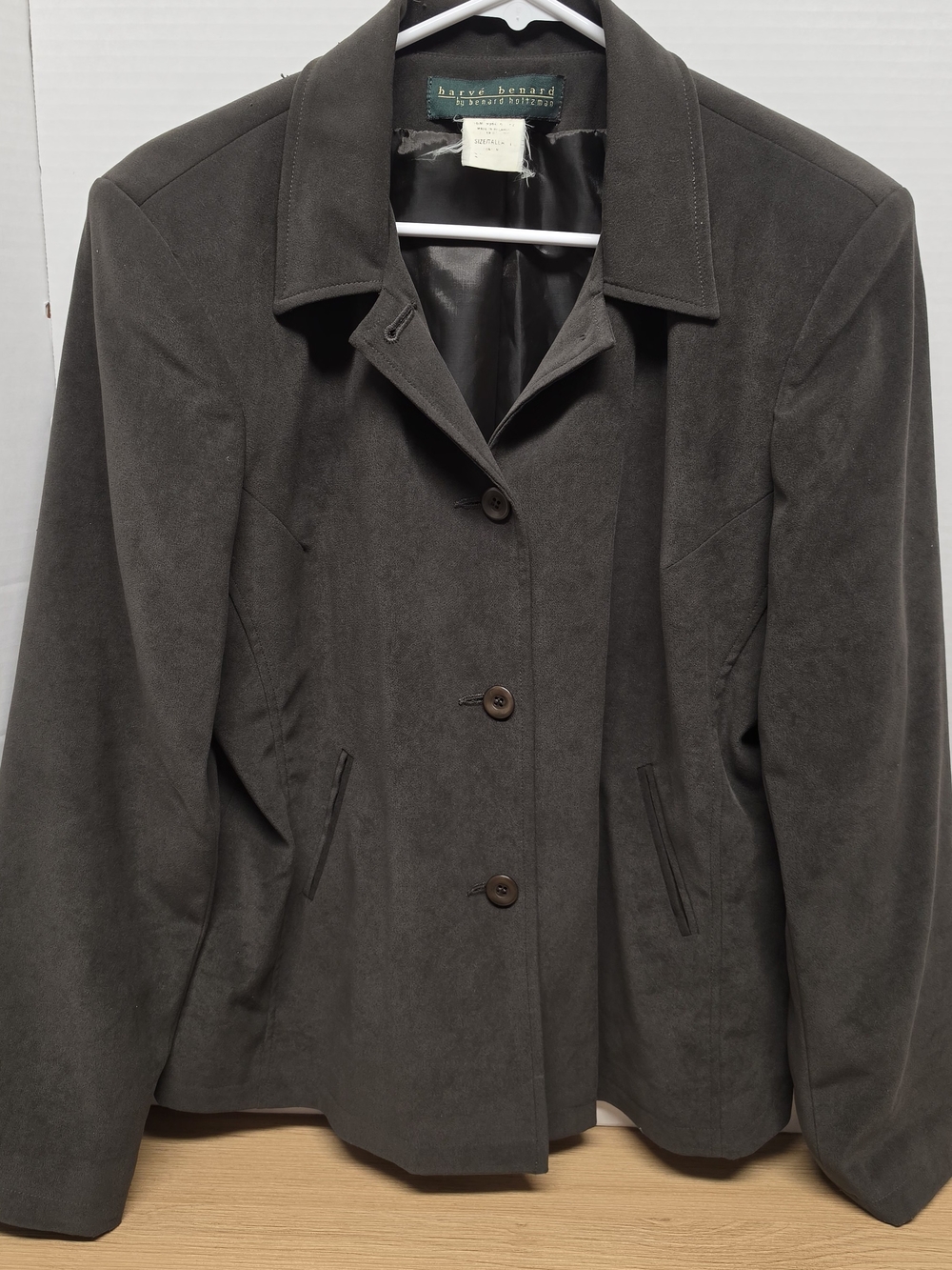 Harve Benard Olive Green Suede-Look Women's Button Blazer Size Medium